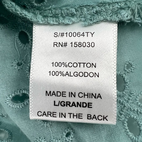 NWT Love Tree Mint Puff Sleeve Crop Off The Shoulder Top Size Large Women’s - Picture 5 of 5